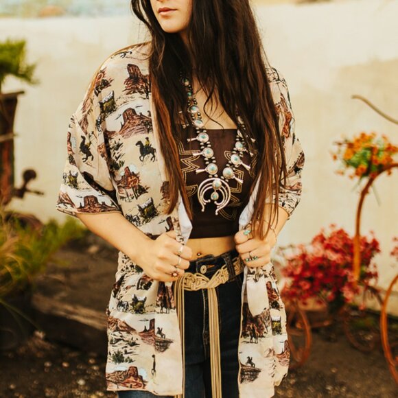 Lucky & Blessed Tops - Western Kimono